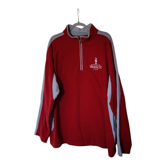 NWT 2013 America's Cup San Francisco Fleece 3/4 Zip Pullover Red/Grey XXL Sail - Picture 2 of 6